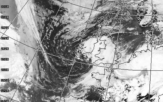 Satellite Image of UK weather 1300 hours - Dundee Satellite Receiving Station